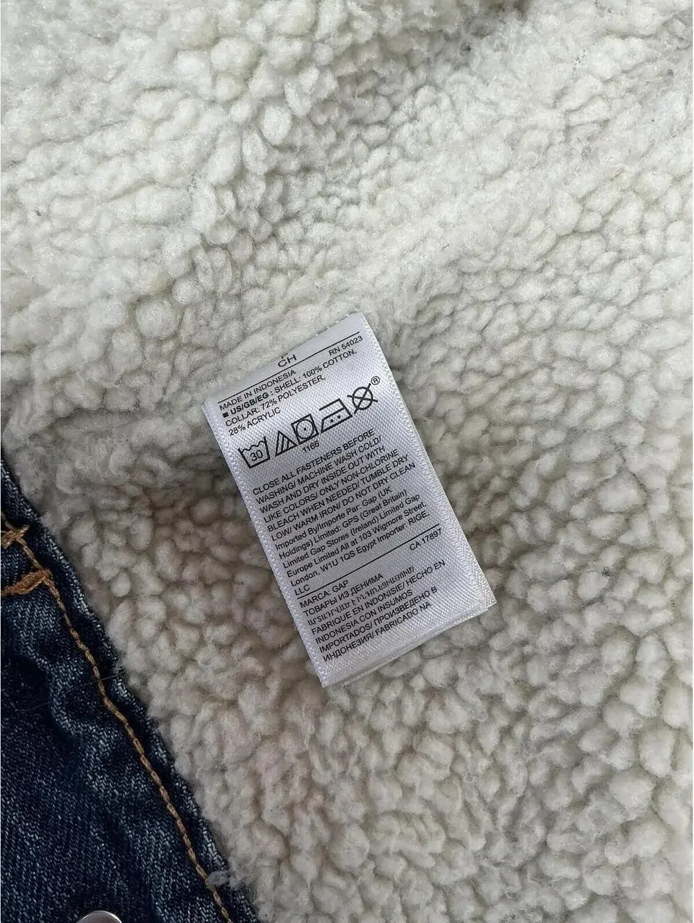 GAP Oversized Sherpa-Lined Denim Trucker Jacket Medium‎ Indigo Men's Size M